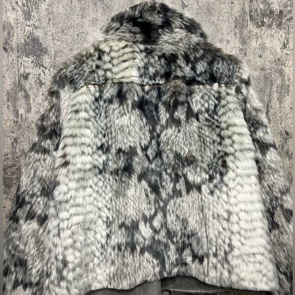 Anthropologie Faux Fur Fleece Jacket double sided gray suede charcoal and gray - Picture 13 of 14
